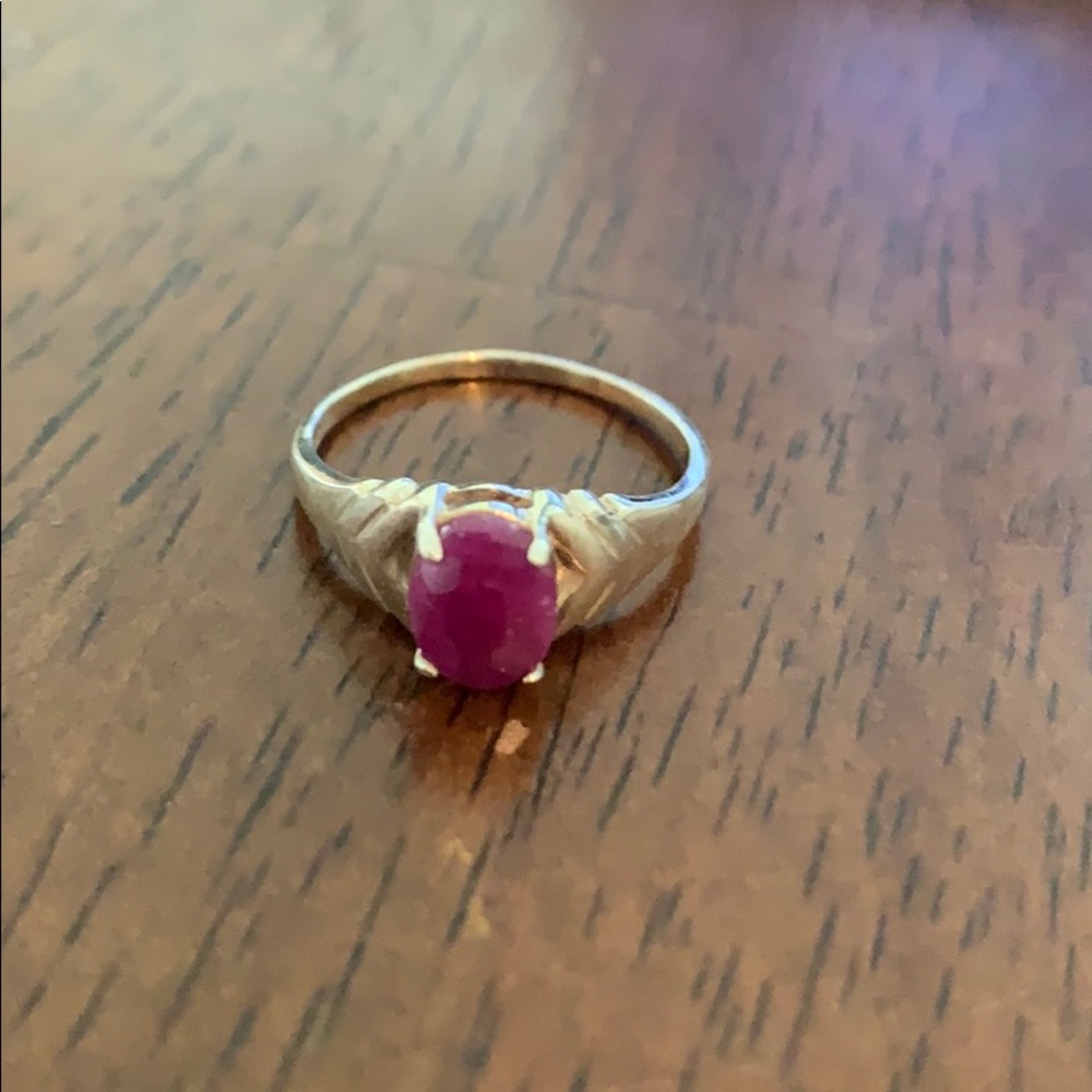 Raw Ruby and Sterling Silver Ring